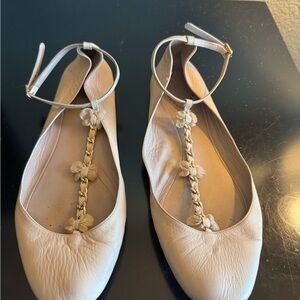 Chloe Cream Flats with Floral Accents